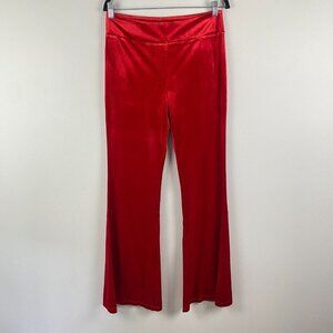 ModCloth Velvet Pull On Flare Leg Pants Size Large Red High Rise
